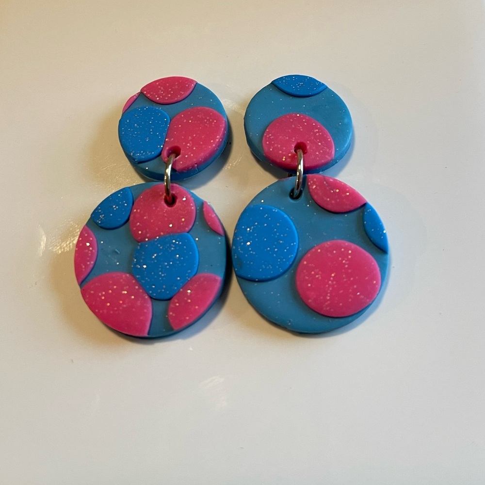 Geometric Shape Colorful Pattern Clay Earrings